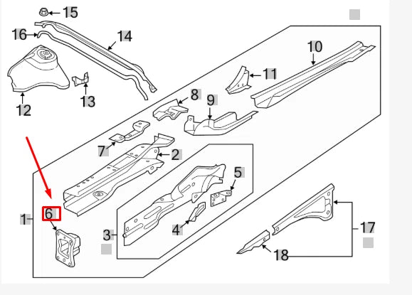 NEW AUDI A3 8V FRONT LEFT FRAME RAIL END 5Q0804181B