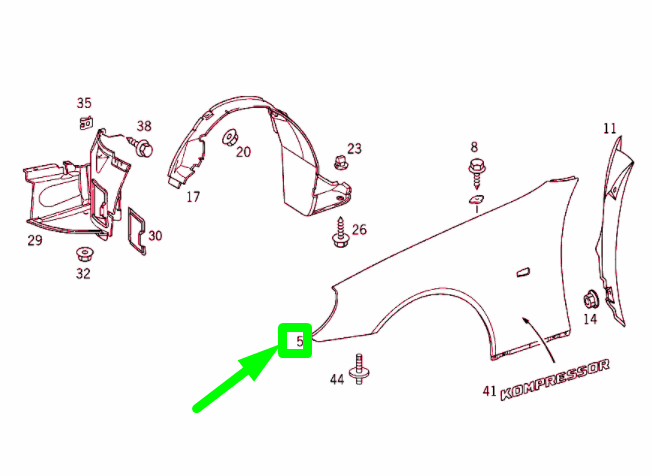 new mercedes-benz slk r170 front left fender a1708800106 original