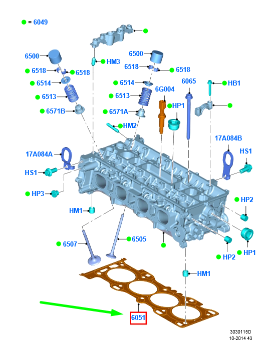 new ford mondeo mk5 cylinder head gasket ds7e-6051-ab 5181750 original