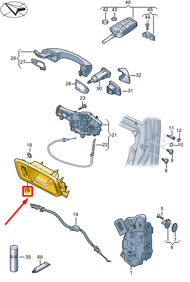 new vw tiguan ad front left inner opening handle rhd 5nc837019jlrw original