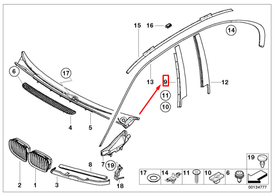 new bmw 3 e46 front right door window frame cover 51332695284 2695284 original