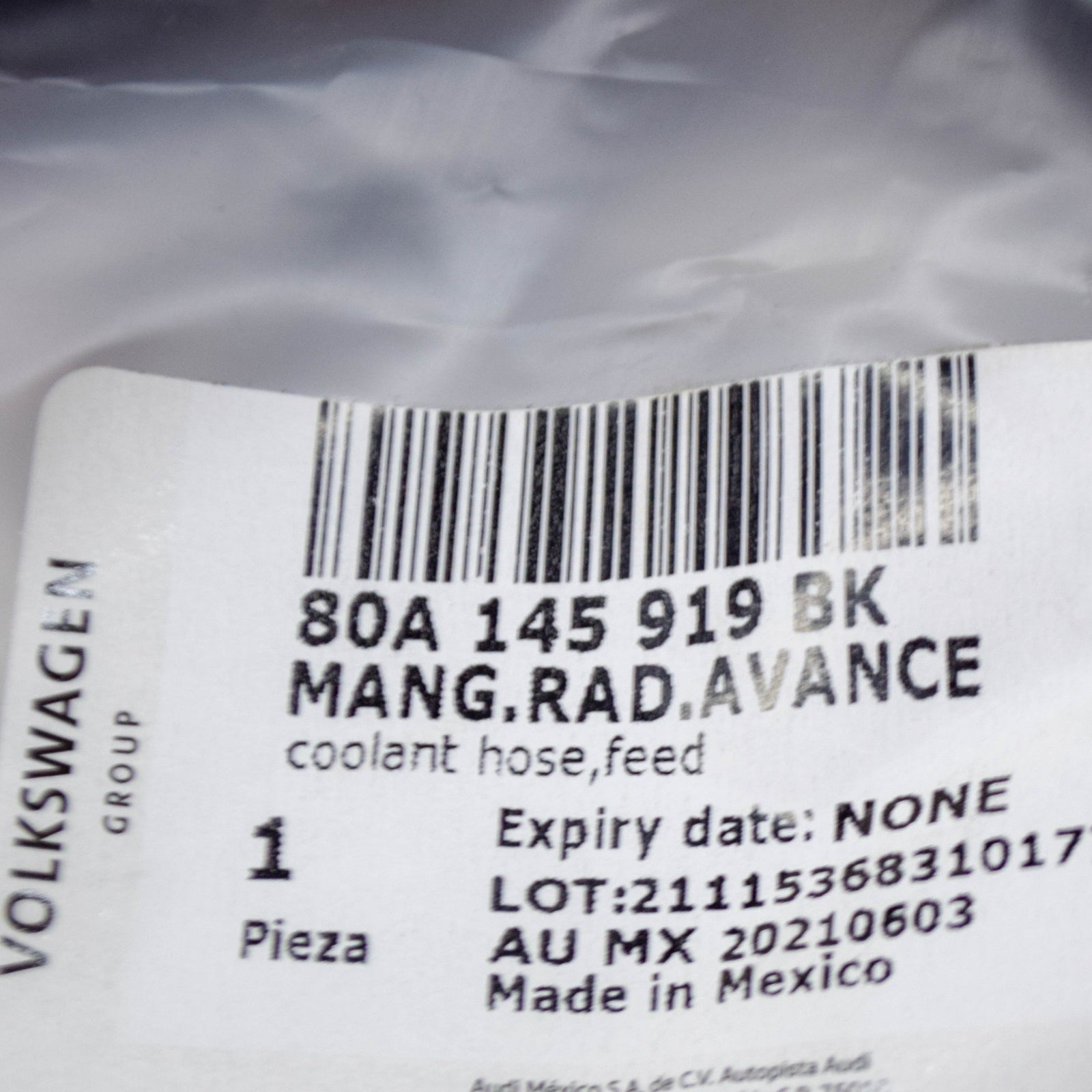 NEW AUDI Q5 80A MK2 ENGINE COOLANT PIPE 80A145919BK ORIGINAL