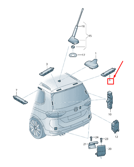 new vw touran 5t rear left upper antenna amplifier 5ta035577a original