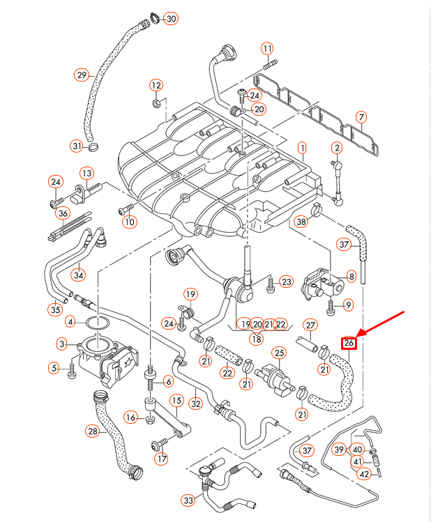 new audi a4 8k b8 purge valve hose 8e0133781e original