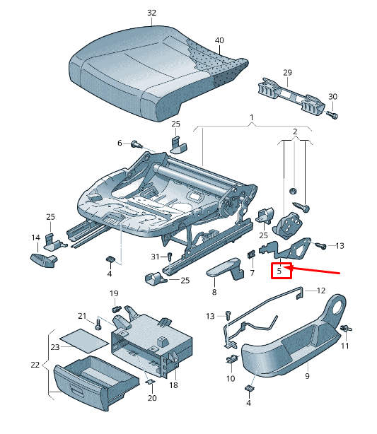 NEW VW SHARAN 7N FRONT SEAT HEIGHT ADJUSTMENT OPERATING LEVER 5N0881091 ORIGINAL