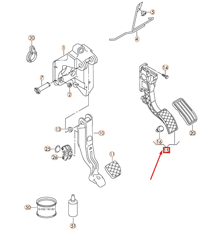 NEW AUDI A1 8X ACCELERATOR PEDAL LHD 6Q1723503P ORIGINAL
