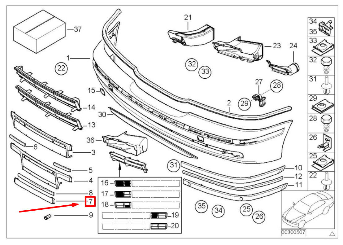 new bmw 5 e39 front bumper guard trim 7005987 51117005987 original