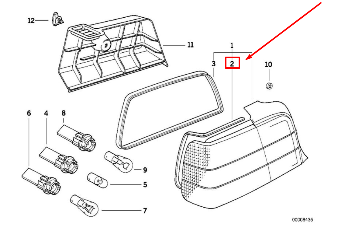 new bmw 3 compact e36 rear tail light gasket 63211387896 1387896 original