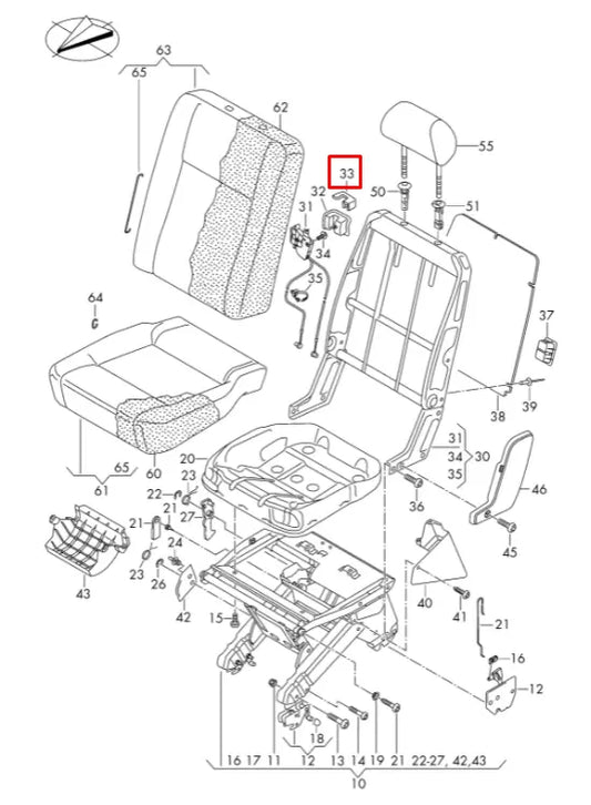 NEW VW TRANSPORTER T6 REAR RIGHT SEAT RELEASE HANDLE 7H088325482V ORIGINAL