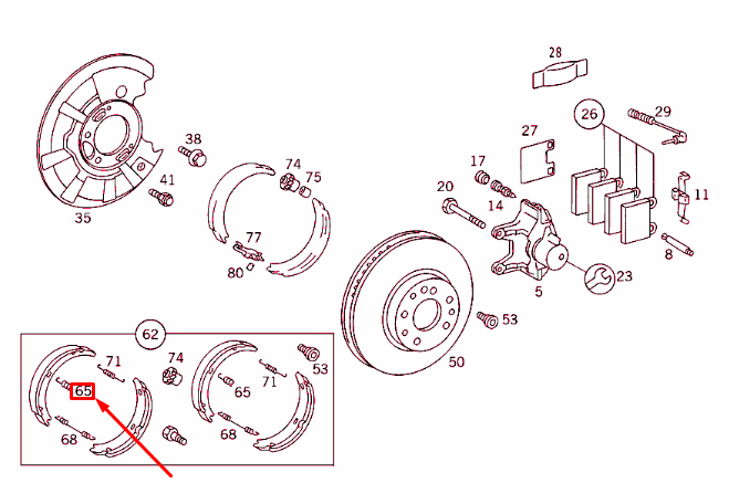 new mercedes-benz s w140 rear wheel brake extension spring a2014230592 original