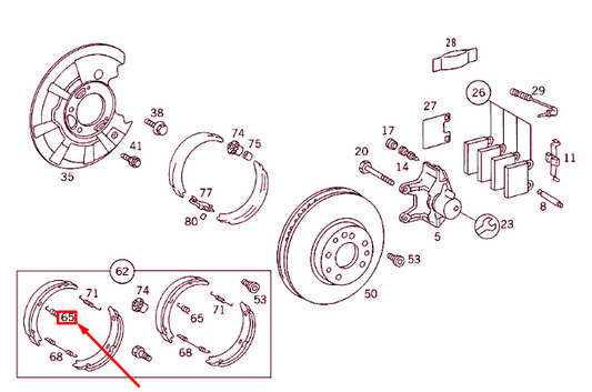 new mercedes-benz s w140 rear wheel brake extension spring a2014230592 original
