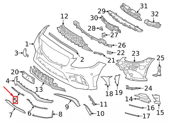 NEW MERCEDES-BENZ C W205 AMG FRONT BUMPER CENTER MOLDING A2058856804 ORIGINAL