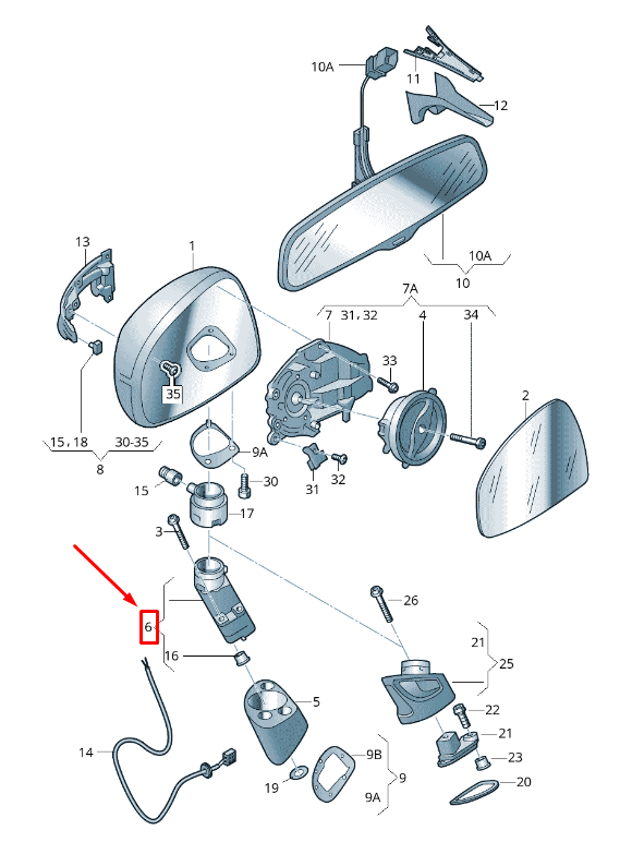 NEW AUDI TT 8J FRONT RIGHT EXTERIOR DOOR MIRROR BRACKET LHD 8J1857540 ORIGINAL