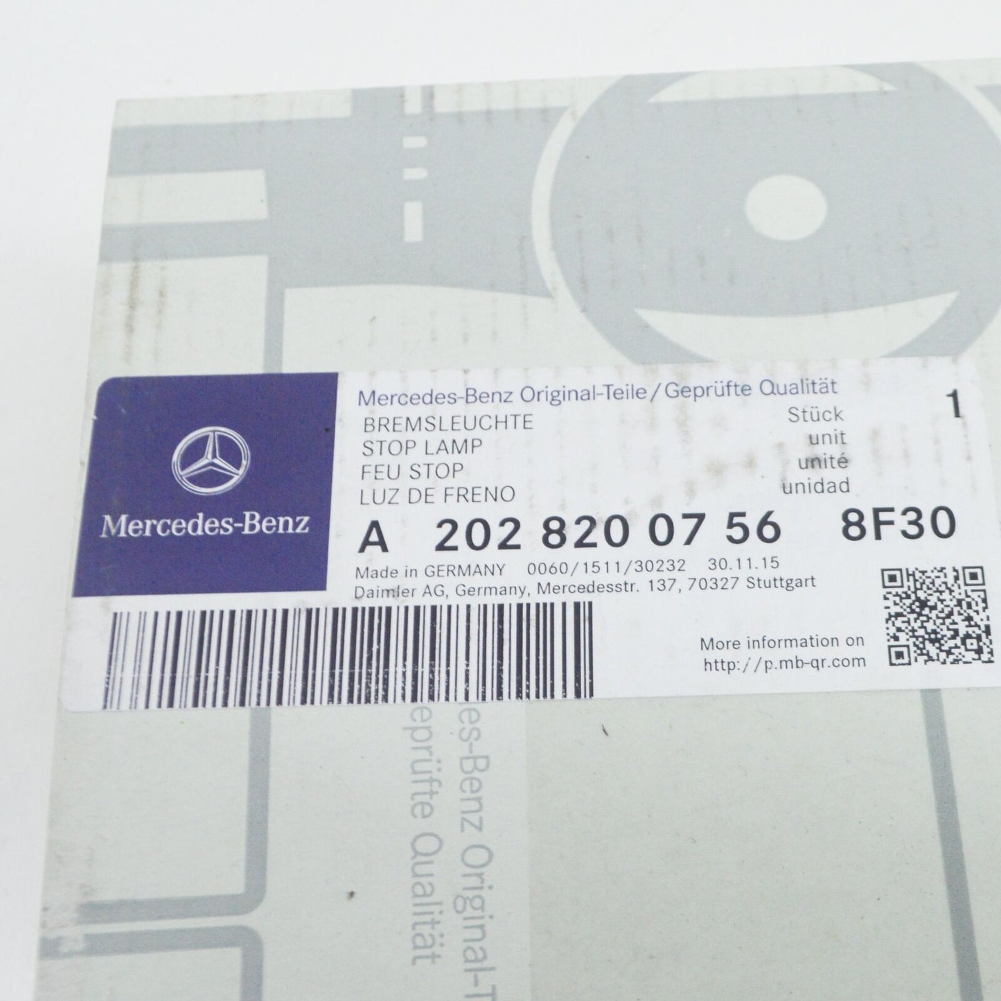 NEW MERCEDES-BENZ C W202 REAR ADDITIONAL STOP LAMP A20282007568F30 ORIGINAL