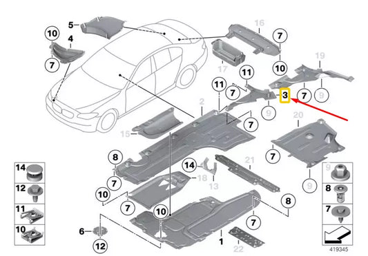 NEW BMW 5 F10 UNDERFLOOR COATING RIGHT TANK COVERING 51757312832 ORIGINAL