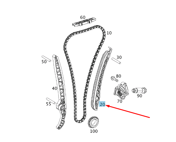 NEW MERCEDES-BENZ C W204 CHAIN TENSIONING RAIL A2700520016 ORIGINAL