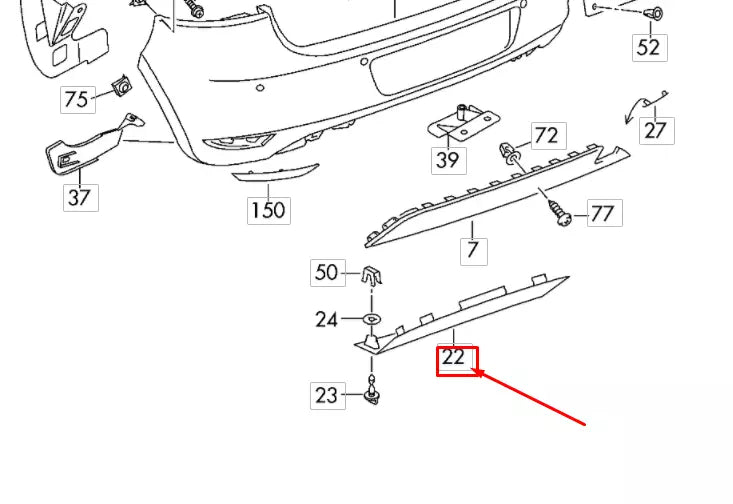 NEW VOLKSWAGEN MK6 REAR BUMPER TOW HOOK COVER 5K6807397H9B9