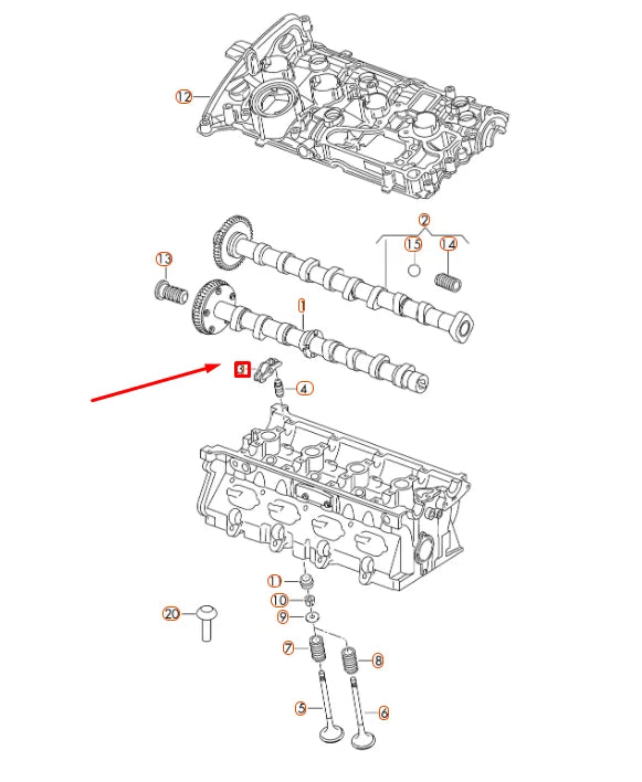 NEW AUDI A1 8X ENGINE ROLLER ROCKER ARM 06E109417N ORIGINAL