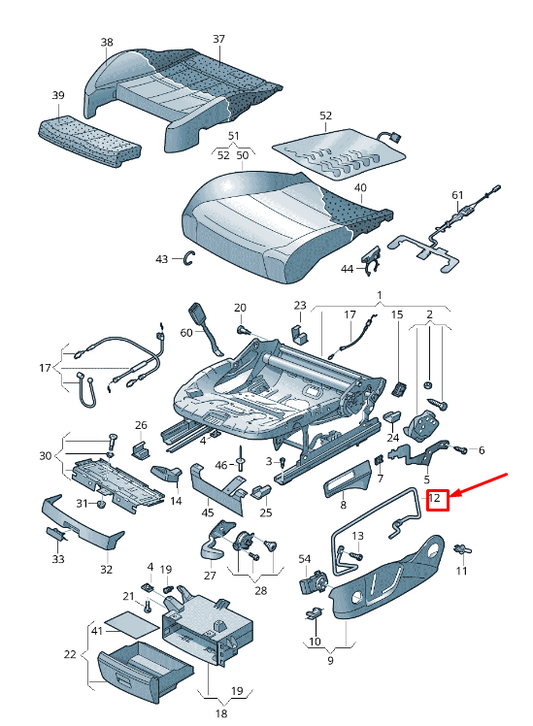 NEW VW TOURAN 5T FRONT RIGHT SEAT RETAINING BAR 510881560A ORIGINAL