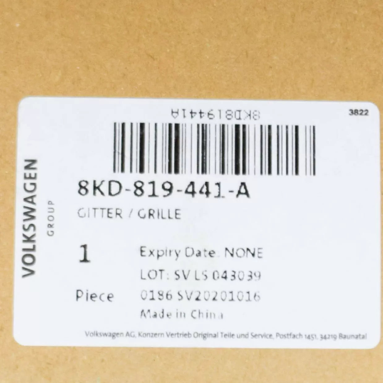 NEW AUDI Q5 8R FRONT DASHBOARD FOLIAGE GRILL LHD 8KD819441A