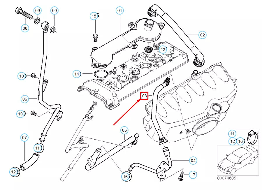 NEW BMW M3 COUPE E46 ENGINE CRANKCASE BREATHER HOSE 11617831336 ORIGINAL