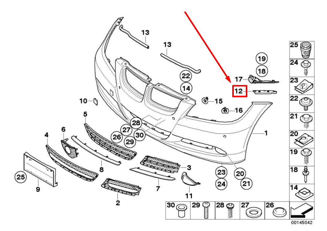 new bmw 3 e90 front left bumper insert 713409 51117134097 original