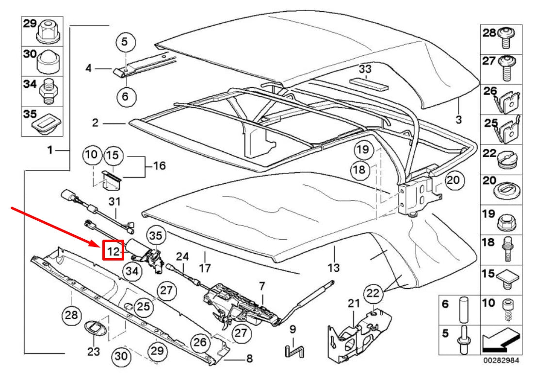 NEW BMW 6 CABRIO E64 CONVERTIBLE LOCK MOTOR 67618370816 8370816 ORIGINAL