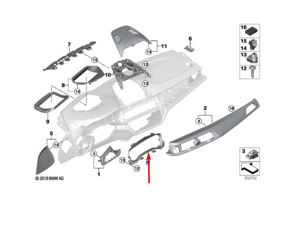 NEW BMW M5 F90 INSTRUMENT CLUSTER TRIM 51459387222 ORIGINAL