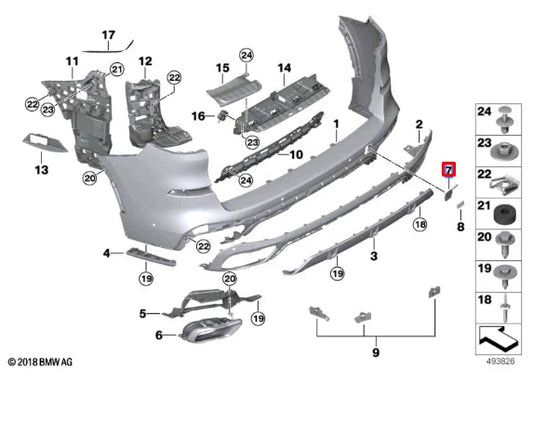 NEW BMW X5 G05 M PANEL REAR BUMPER TOW EYE COVER 51128099126 ORIGINAL