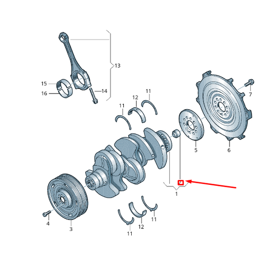 new vw touareg 7p mk2 crankshaft needle bearing 03h105313 original