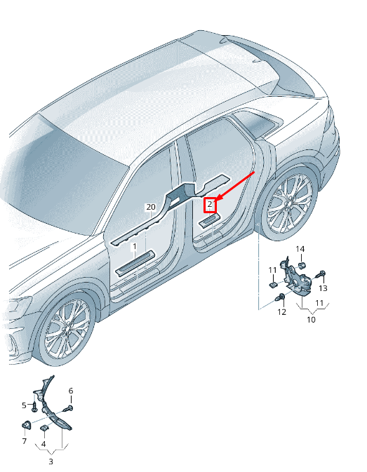 NEW AUDI Q7 4M REAR RIGHT OUTER SILL TRIM STRIP 4M0853376A9B9 ORIGINAL