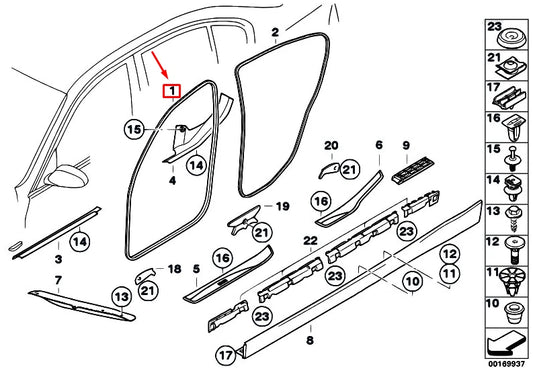 NEW BMW 3 E90 FRONT DOOR RUBBER SEAL 51727247258 ORIGINAL