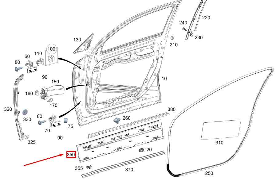 new mercedes-benz glb x247 front left door cover strip a2477203007 original