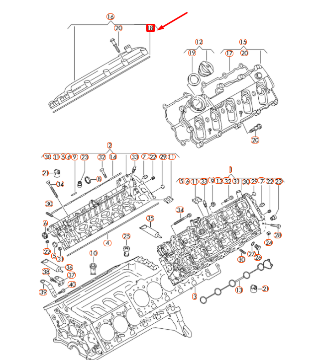 NEW AUDI A6 C6 RIGHT VALVE COVER GASKET 07L103484F ORIGINAL
