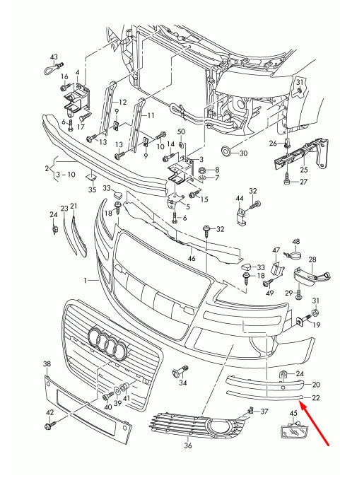 NEW AUDI A8 D3 FRONT BUMPER LEFT CHROME MOLDING TRIM 4E0807243AA2ZZ