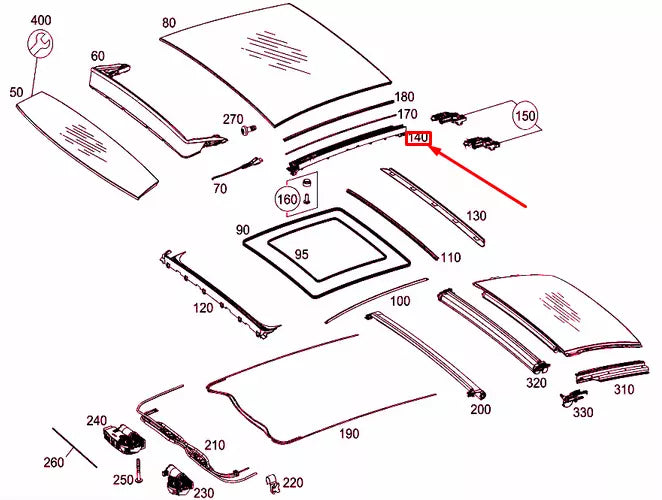 NEW MERCEDES-BENZ C W205 LEFT SLIDING ROOF MECHANICS GUIDE A2057800175 ORIGINAL