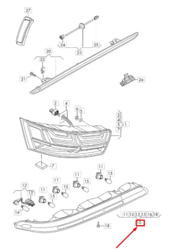 AUDI Q7 4M Rear Right Bumper Lower Taillight 4M0945096A NEW