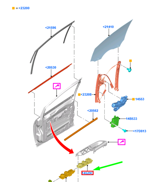 new ford grand c-max mk2 front left door window switch lhd 2033142 original