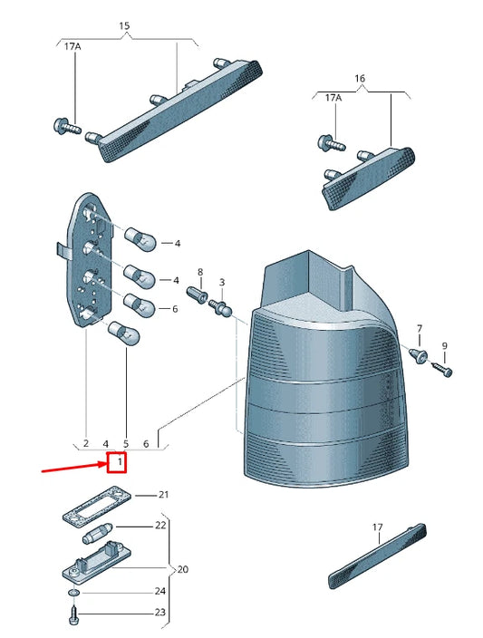 NEW VW TRANSPORTER V T5 MINIBUS 7H MK5 REAR LEFT TAILLIGHT 7H0945095J ORIGINAL