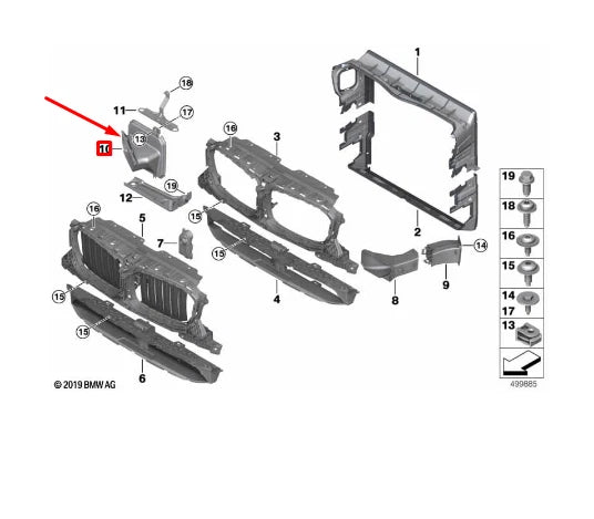 NEW BMW X3 G01 RIGHT RADIATOR AIR DUCT 51748066058 ORIGINAL
