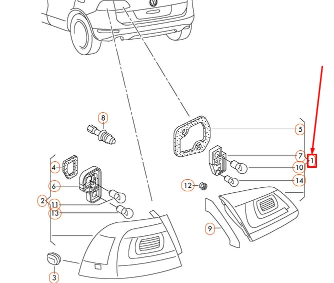 NEW VOLKSWAGEN TOUAREG 7P REAR LEFT INNER TAIL LIGHT 7P6945093B