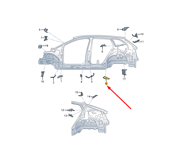 new skoda enyaq iv rear left outer wheel arch noise ins. plate 5la864621