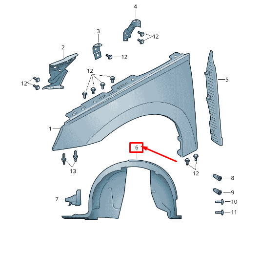 new skoda kamiq front left inner arch liner 657809957g original