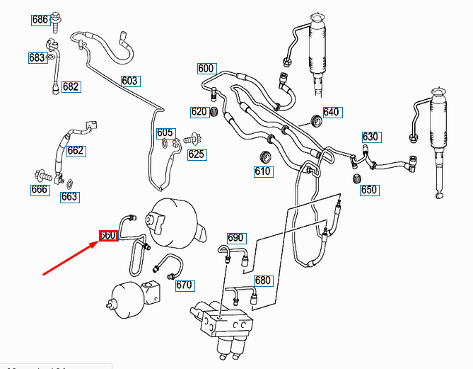 NEW MERCEDES-BENZ SL R230 HYDRAULIC SYSTEM OIL LINE A2303201654 ORIGINAL
