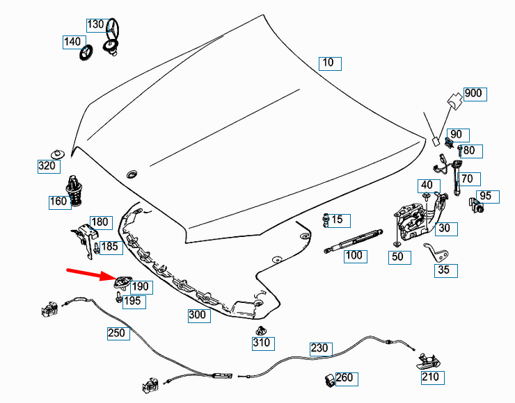 NEW MERCEDES-BENZ C-CLASS W205 BONNET LOCK UPPER PART A2128800260 ORIGINAL