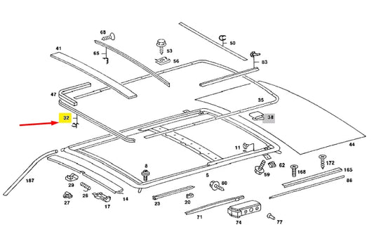 NEW MERCEDES-BENZ SALOON W123 SUNROF SEAL A1087820098