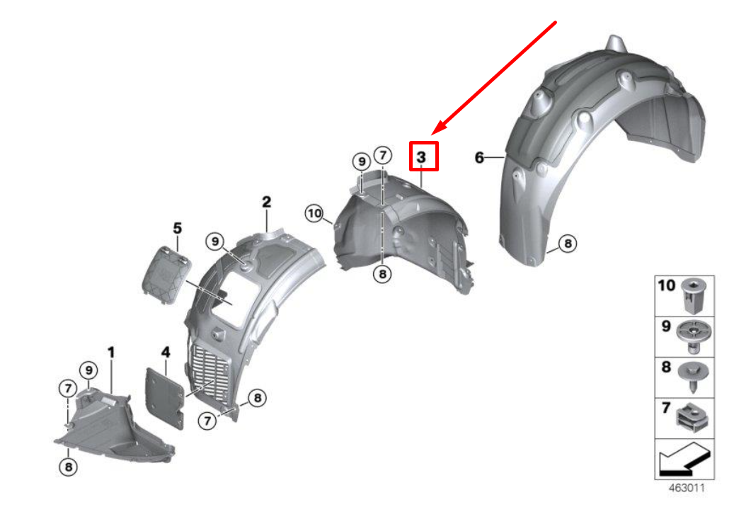 new bmw 7 g11 front left inner fender rear part 51717340201 7340201 original
