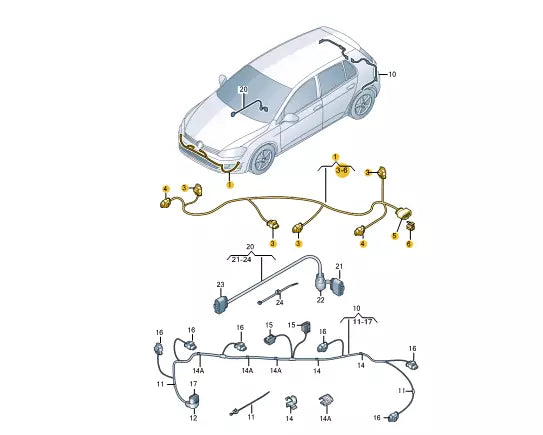 NEW VOLKSWAGEN GOLF MK7 FRONT PDC PARKING AID WIRING HARNESS 5G0971095M