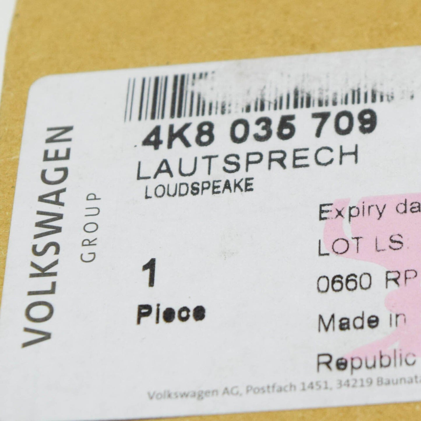 NEW AUDI A7 SPORTBACK 4KA FRONT LEFT A-PILLAR LOUDSPEAKER 4K8035709 ORIGINAL