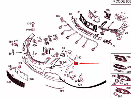 NEW MERCEDES-BENZ E W212 FRONT BUMPER LEFT RAIL A2128810106 ORIGINAL
